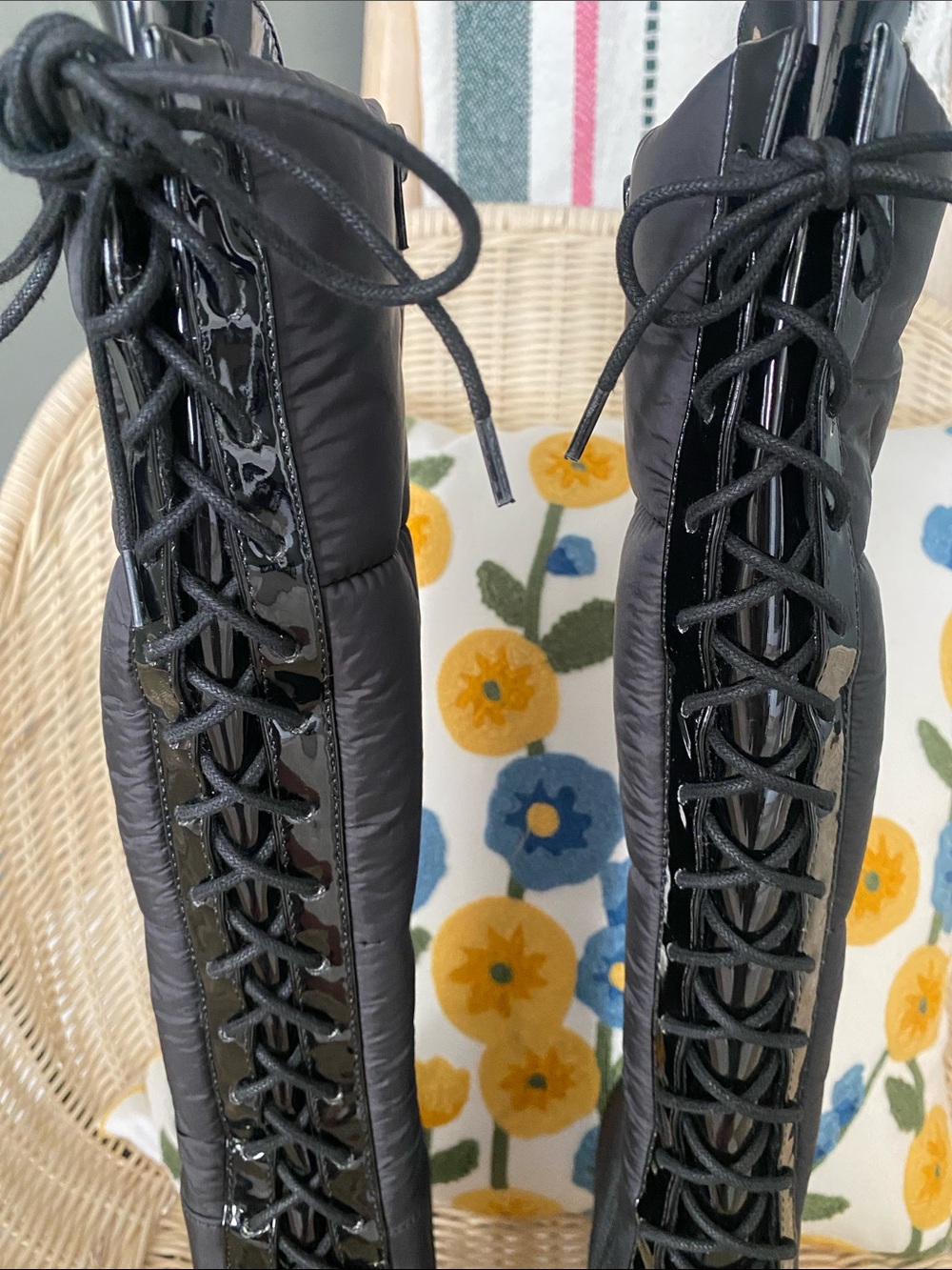 NEW! INC International Concepts Black Lace-Up Knee-High Stiletto Boots - Picture 4 of 14